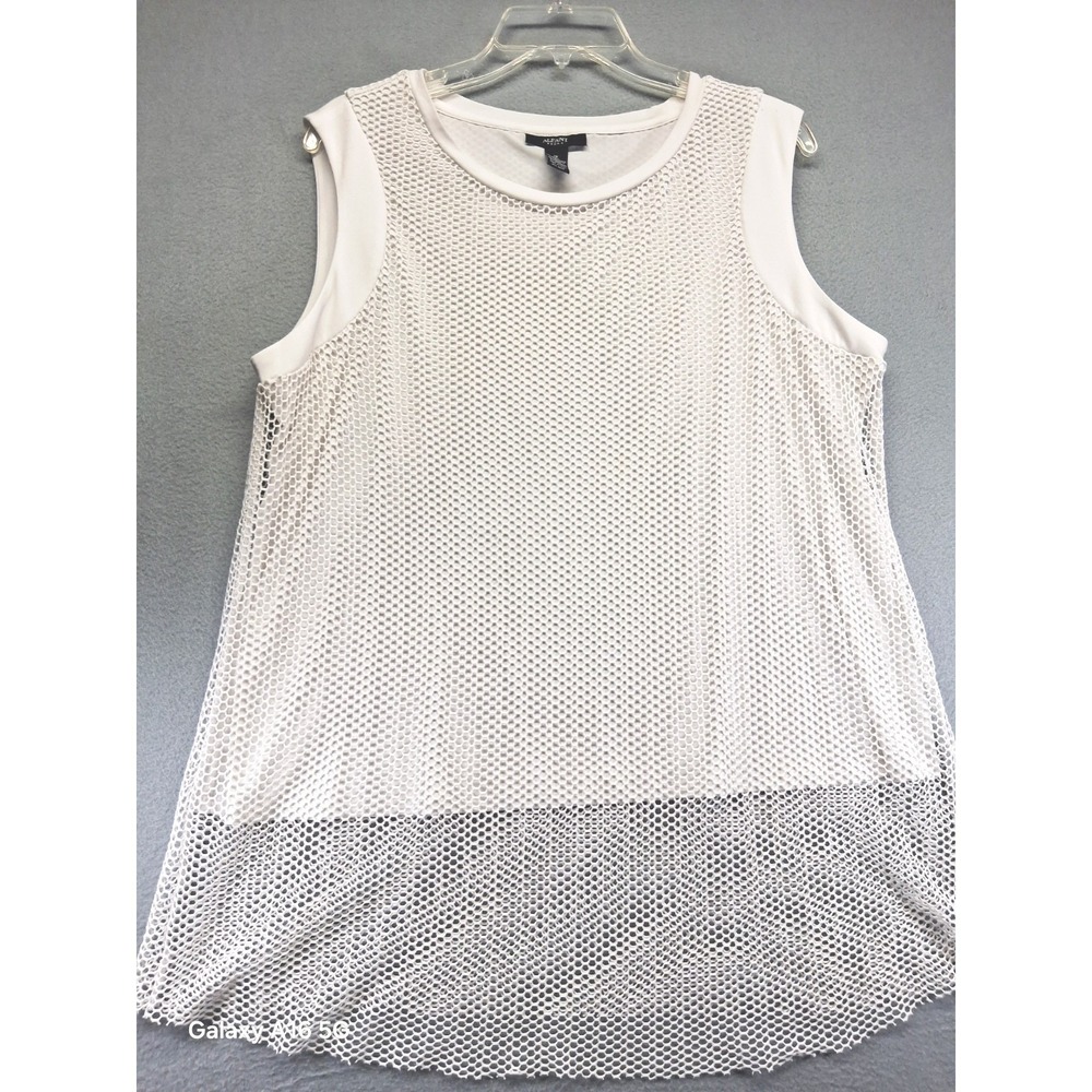 Alfani Women Fishnet White Sleeveless Shirt Size 1X